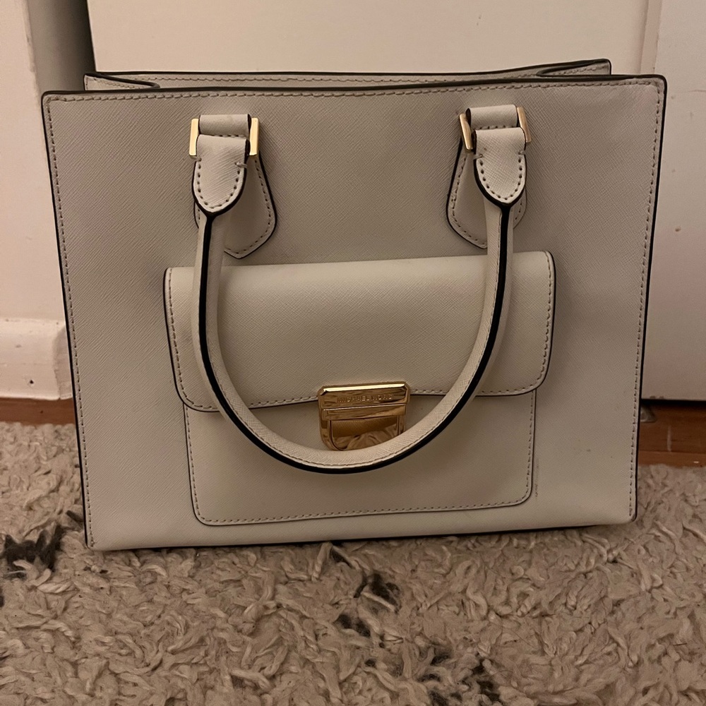 Michael Kors white leather bag
